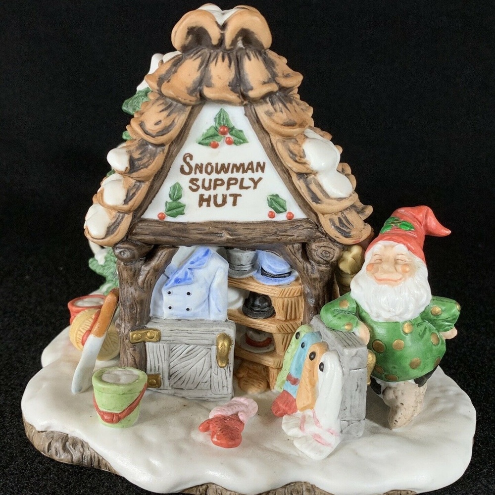Rare 1994 Holiday Hamlet Snowman Supply Hut